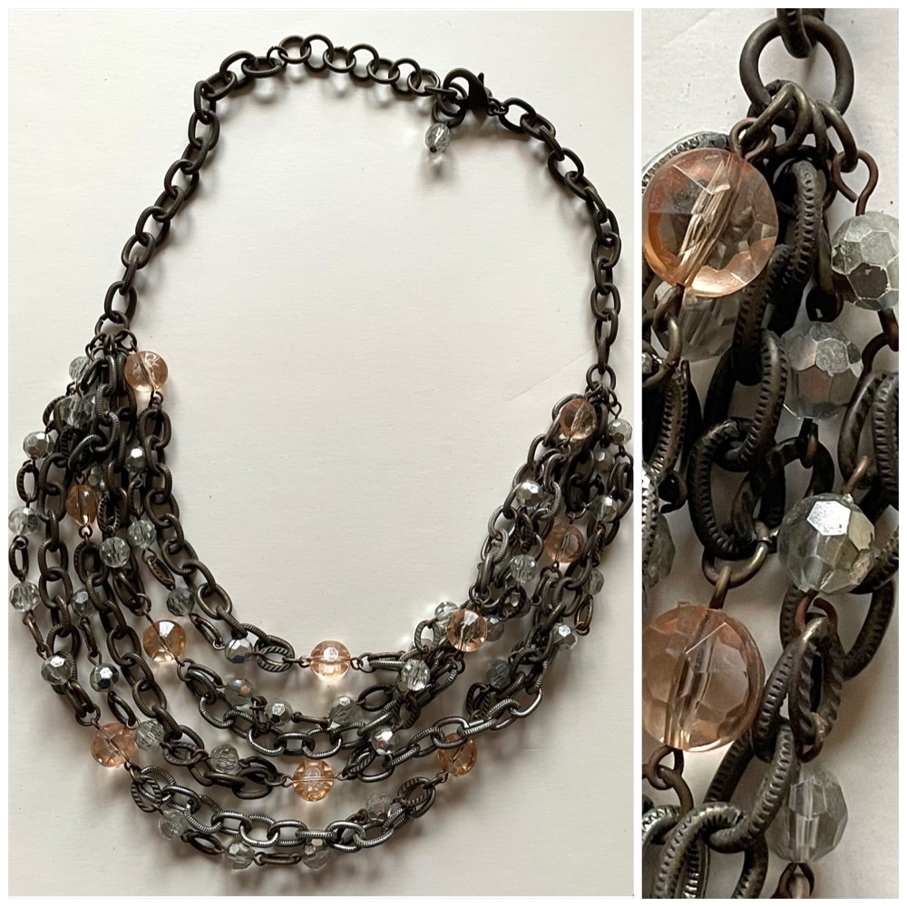 Vintage necklace multiple chains and beads